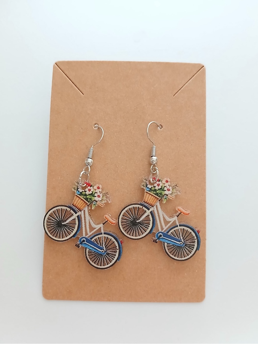 Fashion Jewelry Blue Bicycle Floral Drop Earrings